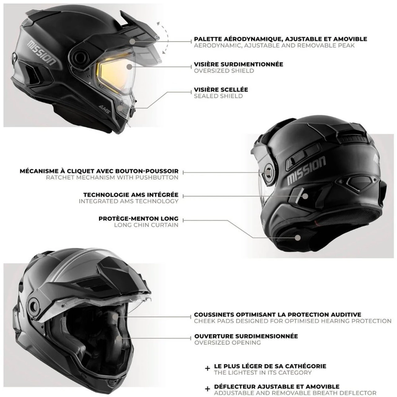 CKX Mission AMS Solid Full Face Winter Helmet 5 CKX Mission AMS Solid Full Face Winter Helmet - Image 3
